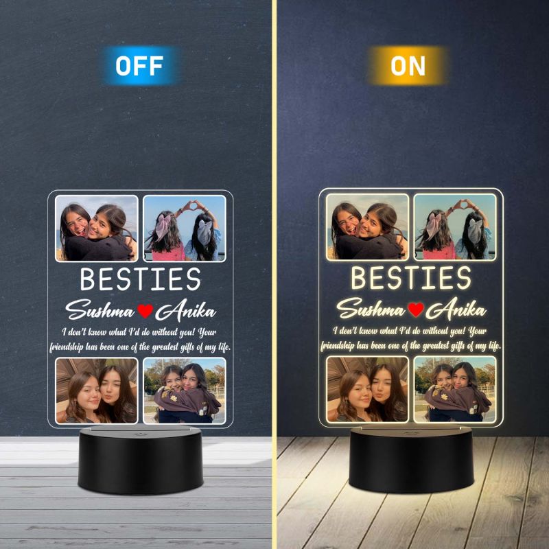 Personalized Bestie Photo Frame LED Night Lamp with Warm White Light & USB Powered  Long Distance Friendship Gift for Best Friend, Soul Sister, and BFF  Birthday Gift for Bestie